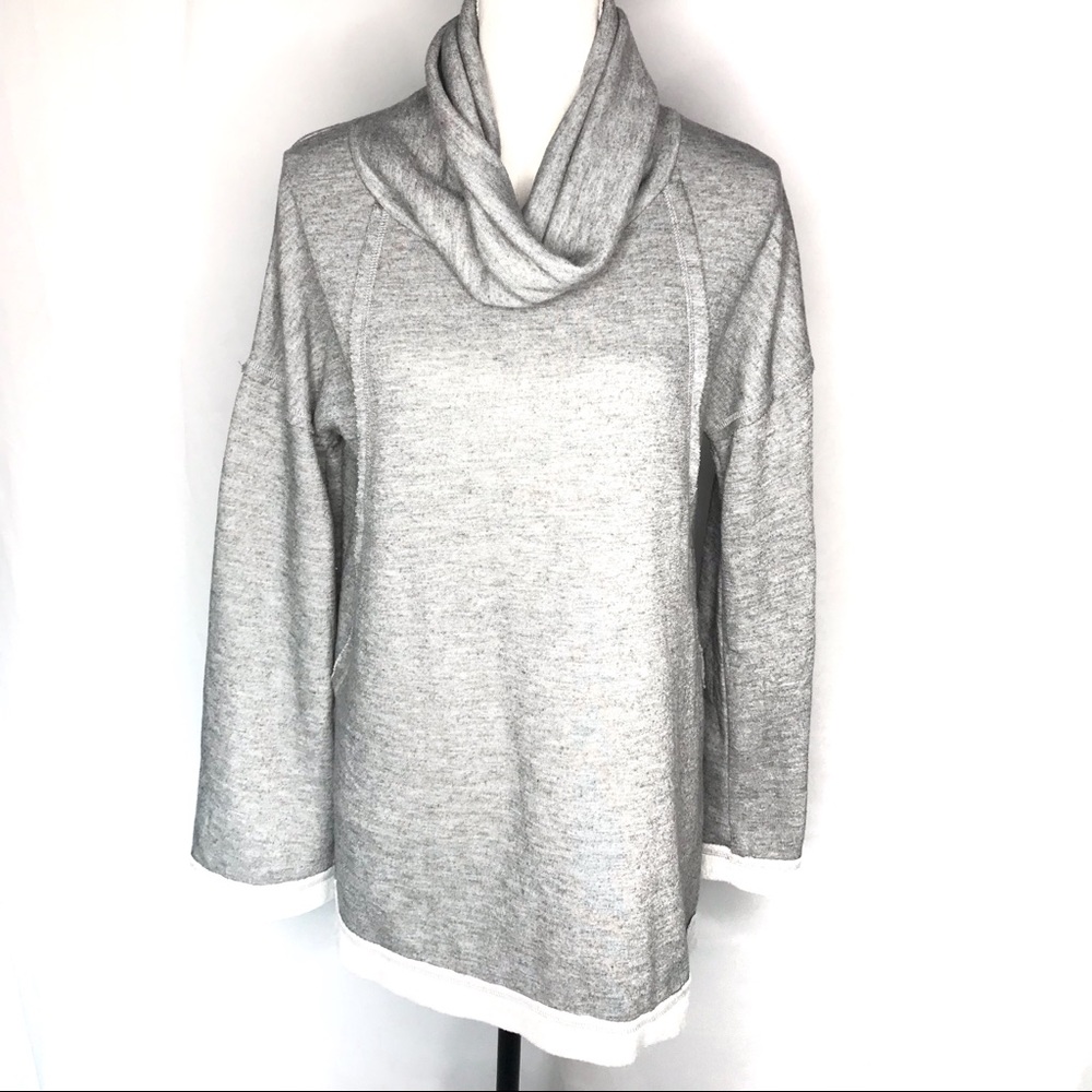 Caslon light gray cowl neck fleece sweatshirt
